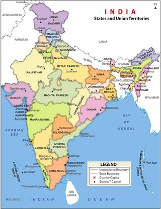Political Map of india glossy photo paper 13 inch x 19 inch Photographic Paper
