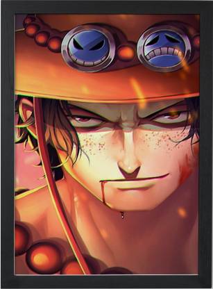 onepiece poster with frame ace poster (Size_13x9.8 inch) Paper Print