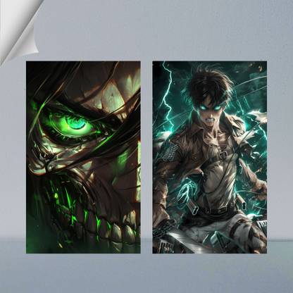 VIRGIN ARTS | ATTACK TITAN & ANGRY EREN YEAGER | FROM ATTACK ON TITAN | ANIME | 300 GSM A4 FRAMED POSTER FOR WALL Photographic Paper