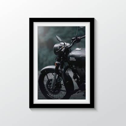 BLACK BULLET FRAMED POSTER| ROYAL ENFIELD BIKE FRAMED POSTER| ROCKERY FRAMES Paper Print