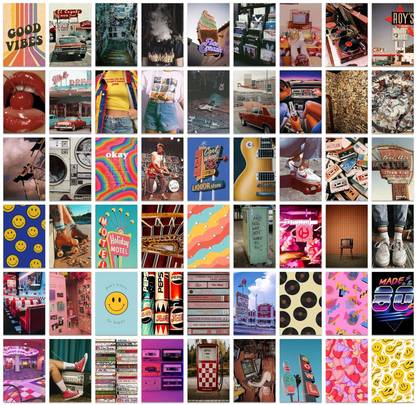Pack of 54 Aesthetic Pictures Wall Collage Kit Posters - 4 x 6 Inches Wall Decor Poster - Wall Art For Bedroom, Living room, Office With Double Sided Tissue Tape Fine Art Print