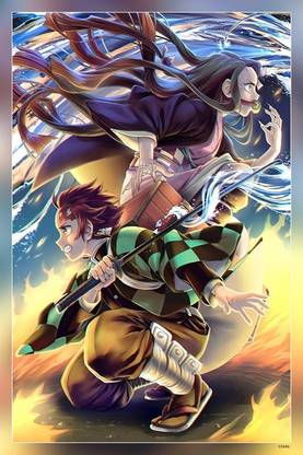 Demon Slayer Tanjiro Inosuke Shinobu Nezuko Anime Series Matte Finish Poster P-12606 Paper Print