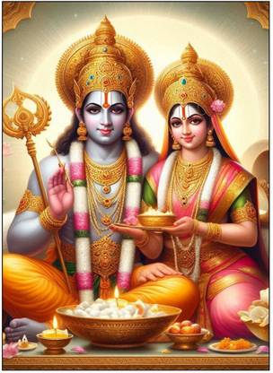 Ram ji & mata Sita ka digital poster for home ya pooja Room (12x18 inch digital multicolor poster) without frame Paper Print