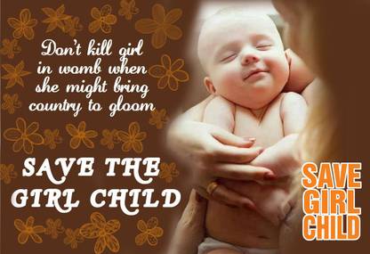 Poster Save Girl Child sl-10145 (Wall Poster, 13x19 Inch, Matte Paper, Multicolor) Fine Art Print