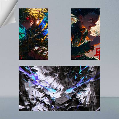 VIRGIN ARTS | COMBO SET OF B&W KILLUA ZOLDYCK, GON FREECSS AND KURAPIKA DIGITAL ART FRAME | HUNTER X HUNTER | ANIME | SET OF 2 A4 AND 1 A3 300 GSM FRAMED POSTER FOR WALL Photographic Paper