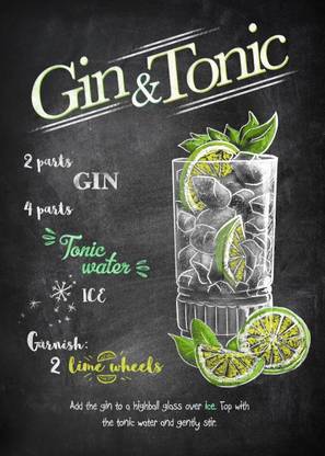 Gin & Tonic Poster for Home Decoration With Adhesive Tape Paper Print