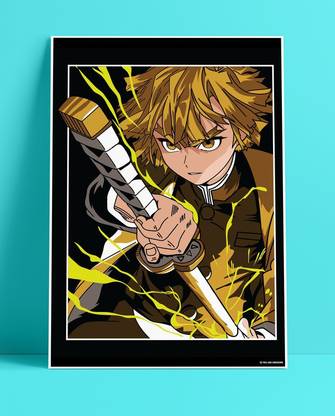YAA - Demon Slayer : Zenitsu Agatsuma New Premium Design Anime Poster 15 (12 inch x 18 inch) Paper Print