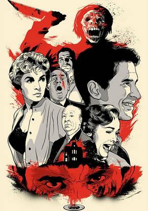 Poster Alfred Hitchcock Tribute sl-6771 (Large Print, 36x24, Banner Media, Multicolor) Fine Art Print