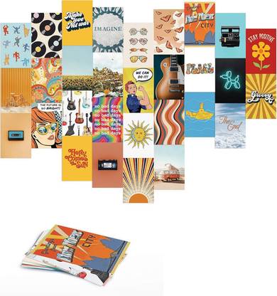 Wall Collage Kit - Aesthetic Wall Collage Kit Black | Photo Collage Kit For Wall Aesthetic Teen Room Decor | Black and White Wall Collage | 4" x 6" (Set of 30, Hippie) Fine Art Print