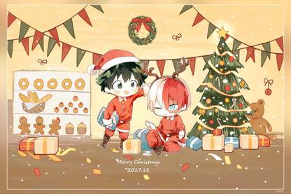 Anime My Hero Academia Christmas Izuku Midoriya Matte Finish Poster Paper Print