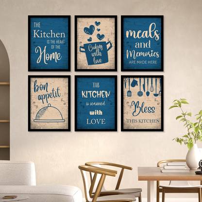 Restaurant Quotes Wall Poster for Hotel Cafeteria - Food Poster For Cafe Restaurant Kitchen Wall Decoration/ room decor (Set of 6) Paper Print