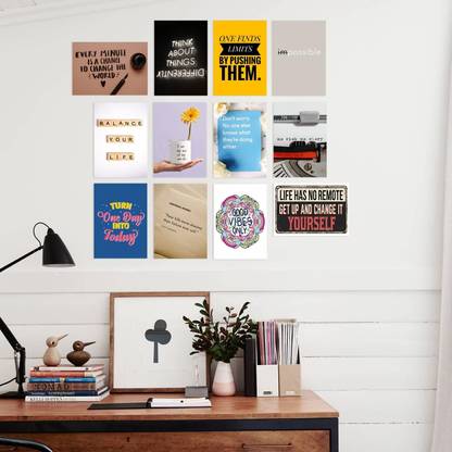 Life Quotes Wall Poster For Home Office Set of 12 poster A4 Size(29 X 21 cm) Fine Art Print