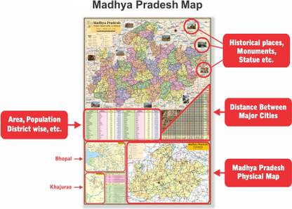 INDIA, WORLD AND MADHYA PRADESH Map. Size : 100x70 cm (40"x28" inch) With New Union Territories of Jammu & Kashmir and Ladakh. With Important Fact & Figure, Ideal Map for UPSC , PCS , SSC , RAILWAY Exam and Other Competitive Exams. Updated Maps Updated Map. Paper Print