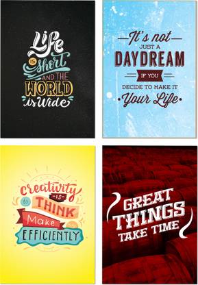 Creative Thinking Quotes 4 Motivational Poster Set Collection For Wall Decor Paper Print