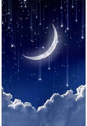 ArtzFolio Night Sky With Moon & Stars Paper Print