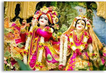 Shri Radha Krishna Photo Poster HD God Religious Poster For Pooja Room Office Decor Poster Fine Art Print