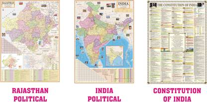 RAJASTHAN MAP and INDIA MAP & CONSTITUTION OF INDIA CHART : ALL MAPS Size : 100x70 Centimeter (40"x28" inch). With Important Fact and Figure. Ideal Map For Aspirant of UPSC , PCS , SSC , RAILWAY Exam and Other Competitive Exam Paper Print