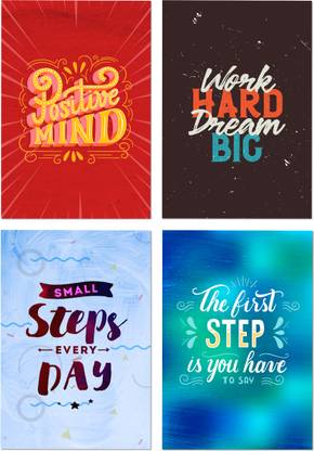 Daily Inspirational Quotes 4 Motivational Poster Set Collection For Wall Decor Paper Print