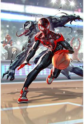 REDCLOUD Spiderman and Venom Basketball wall poster Paper Print