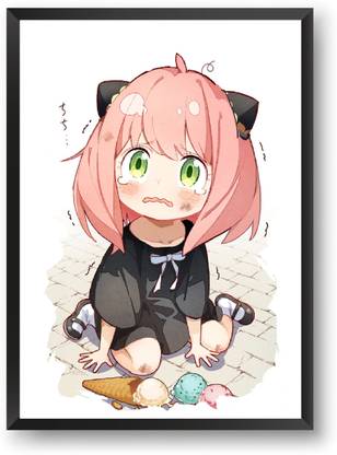 ANIME POSTER FRAME - ANYA (SPY X FAMILY) - Black Framed Wall Poster For Home And Office With Frame, (12.6*9.6) Photographic Paper