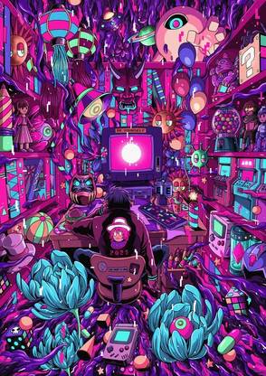 Trippy Psychedelic Art Colorful Art Hd Matte Finish Poster Paper Print