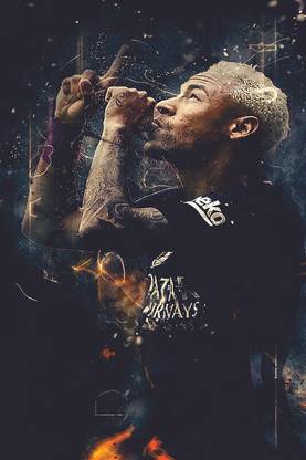 Dazzling Dribbles: Neymar's Signature Moves in Poster Form: on 300gsm with Gloss Lamination (Unframed) With 3M Orginal Double Side Tape for Easily Stick Photographic Paper