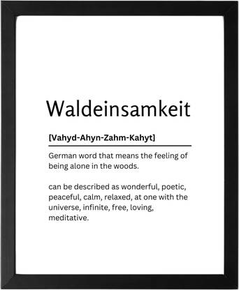 Waldeinsamkeit 9.5 X 11.5 UNFRAMED Dictionary Definition Art Print Poster Wall Office Home Decor Minimalist Funny Quote Meaning Enhanced Paper Poster Paper Print