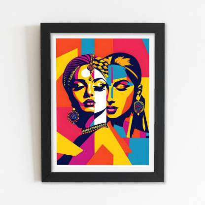 Aesthetic Indian Women Art Framed Poster with Acrylic Glass Fine Art Print