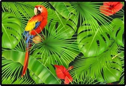 Jungle leaves and parrot, seamless pattern. 3d vector realistic Paper Print