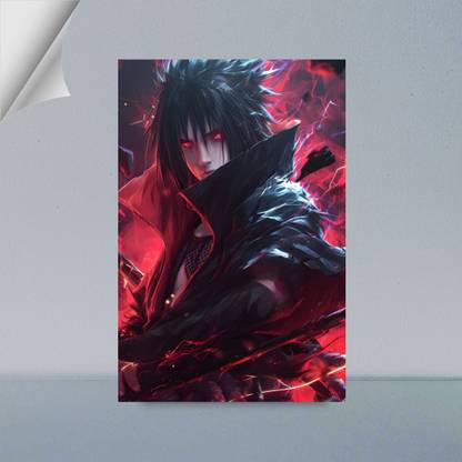 VIRGIN ARTS | SASUKE UCHIHA AS AN AKATSUKI DIGITAL ART | SHARINGAN | NARUTO SHIPPUDIN | 300 GSM A4 FRAMED POSTER FOR WALL Photographic Paper