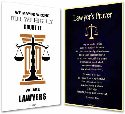 Combo Set of 2 Lawyer Prayer Firm Motivational Quote Theme Posters | Positive Inspirational Quotes for Home Office (12x18 inches, Multicolor, 2 Set, Unframed) Fine Art Print