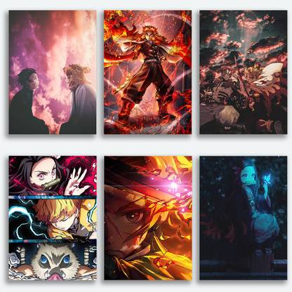 Demon slayer Mugen train Arc Posters ( pack of 10, A4 Size ) Paper Print