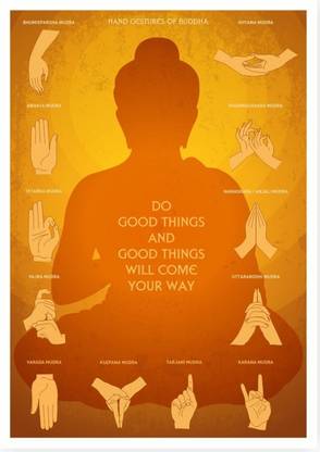 Poster Famous Hand Gestures Of Buddha sl11799 (Wall Poster, 13x19 Inches, Multicolor) Fine Art Print