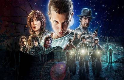 tv show stranger things caleb mclaughlin charlie heaton Paper Print