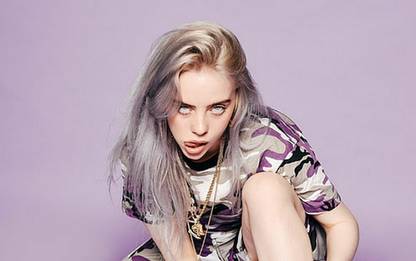 billie eilish singer drugs tongue out women hd wallpaper poster Paper Print