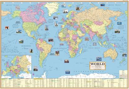 ENGLISH MAP WORLD POLITICAL LAMINATION MAP Size (23inch * 36inch) Paper Print | Best Useful for UPSC, SSC, IES and other competitive Exams. Paper Print (23 inch X 36 inch) Paper Print