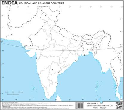 India Political Map - 100 Practice Map Charts, 80 GSM Maplithon Paper, Compact 8x7.7 cm for Educational Use, Perfect for UPSC Prep & Learning Paper Print