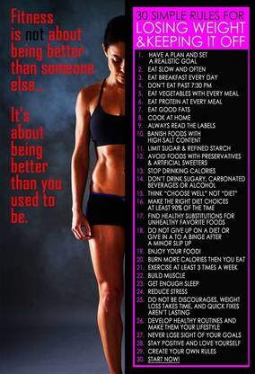 Poster Movitation Fitness Loosing Weight Rules Large Poster sl-8715 (Large Print, 36x24 Inches, Banner Media, Multicolor) Fine Art Print