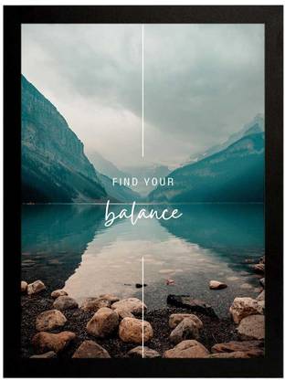 Find Your Balance Motivational Abstract Wall Poster Quotes-Paper Print- Framed-12x8 Inches Paper Print
