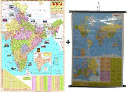 Learning Educational Charts for Kids | India Map & World Map Chart For Kids | Photographic Paper
