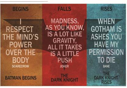 Dark Knight Batman Begins Falls Rises Logo Wall Poster A3 Size Photographic Paper
