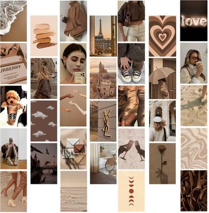 Brown Aesthetic Wall Collage Kit for Room Decor | Set of 30 Aesthetic Posters | 300 GSM Water Resistant Paper | Size 4x6 Inch | Unframed | Comes With Double Sided Tape Photographic Paper