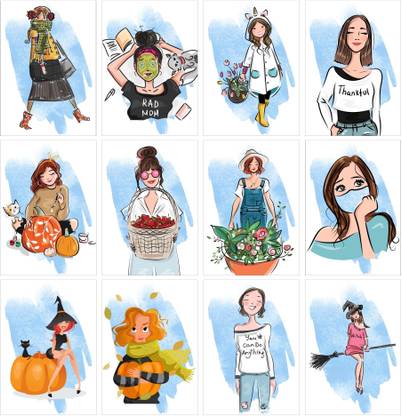 12pcs Women Empowerment Posters for Room Decoration Unframed Multicolour A4 Size Poster (29 cms x 21 cms) - PT1 Fine Art Print