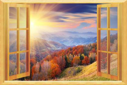 The creative solution beautiful yellow sun wallpaper with digital print Size 24"x96" Canvas Art