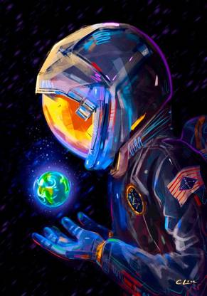Astronaut Space Animated Hd Matte Finish Poster Paper Print