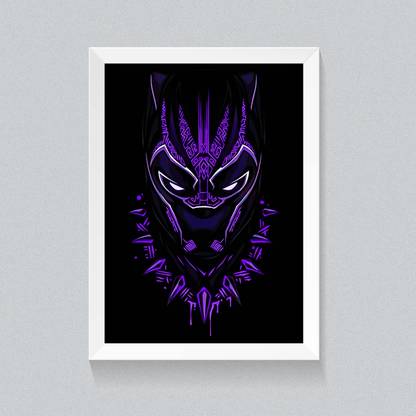 POSTER FRAME (BLACK PANTHER) - Black/White Wall Poster For Home And Office With Frame, (12.6*9.6) Photographic Paper