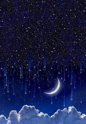 Sea Of Stars Beautiful night view with moon and stars 12 x 18'' inch Poster Paper Print