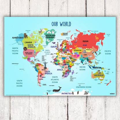 Learning world map for study room 3D Poster