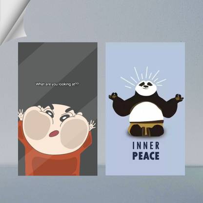 VIRGIN ART | PANDA & SHINCHAN QUOTES - MOTIVATIONAL AND EDUCATIONAL QUOTES | SET OF 2 | 300 GSM A4 FRAMED POSTER FOR WALL Photographic Paper