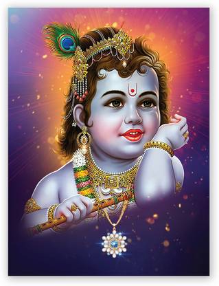 Digital Bal Krishna Photo Poster With Uv Textured Size “24 X 18" Inches Fine Art Print